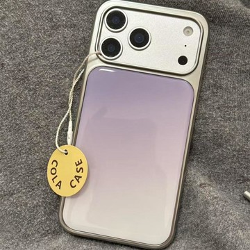 ✨iPhone新款手機殼✨銀邊玻璃簡約ins漸變紫適用于iPhone17promax手機殼蘋果17pro/1