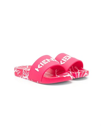Kenzo Kids - logo-print detail pool slides - kids - Rubber/Rubber/Rubber - 27 - Pink