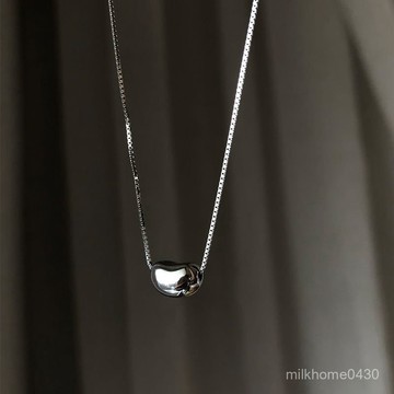 📿限時下殺📿 s925純銀項鏈女倖運豆豆相思豆鎖骨鏈簡約個性百搭小豌豆吊墜飾品 復古項鍊 美式項鍊 女生項鍊 長項鍊