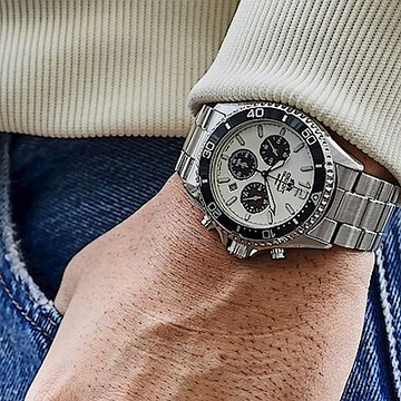 ORIENT 東方錶 Quartz Sports系列 太陽能跑馬計時腕錶 鋼帶款 白色 RA-TX0203S - 42.8 mm
