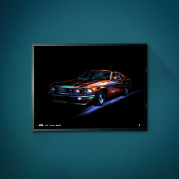 Classic Cars-1969-Ford-Mustang Mach1  /Art Print/掛畫/限量