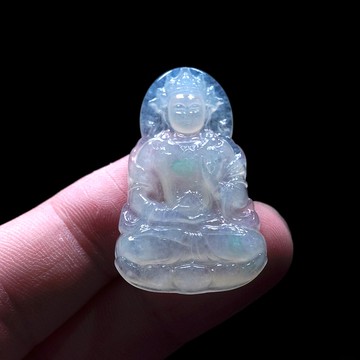 冰種飄綠翡翠精雕渡母 | 天然緬甸玉翡翠A貨 | 送禮