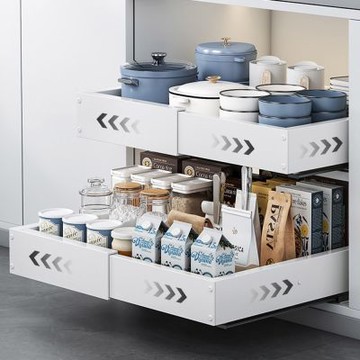 AOTTO 免打孔自由伸縮廚房下水槽抽屜置物架(收納架 置物架 收納格 抽屜)