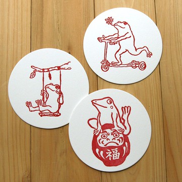 凸版印刷杯墊 - 青蛙