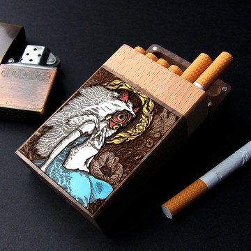 森林公主 - 雷射鵰刻 + 手工上色菸盒
