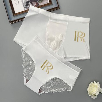 2022年新款純欲無痕情侶內褲一男一女冰絲四角褲潮情侶款蕾絲夏季