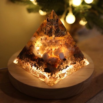 【客製化禮物】快速出貨-極大11cm旺財狐狸奧剛金字塔小夜燈-