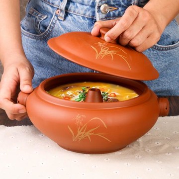 包郵粗陶紫砂陶瓷蒸汽鍋海鮮酒店家用汽鍋蒸雞紫陶湯盅蒸鍋陶瓷