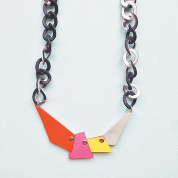 節日禮物 幾何配色皮革頸鏈