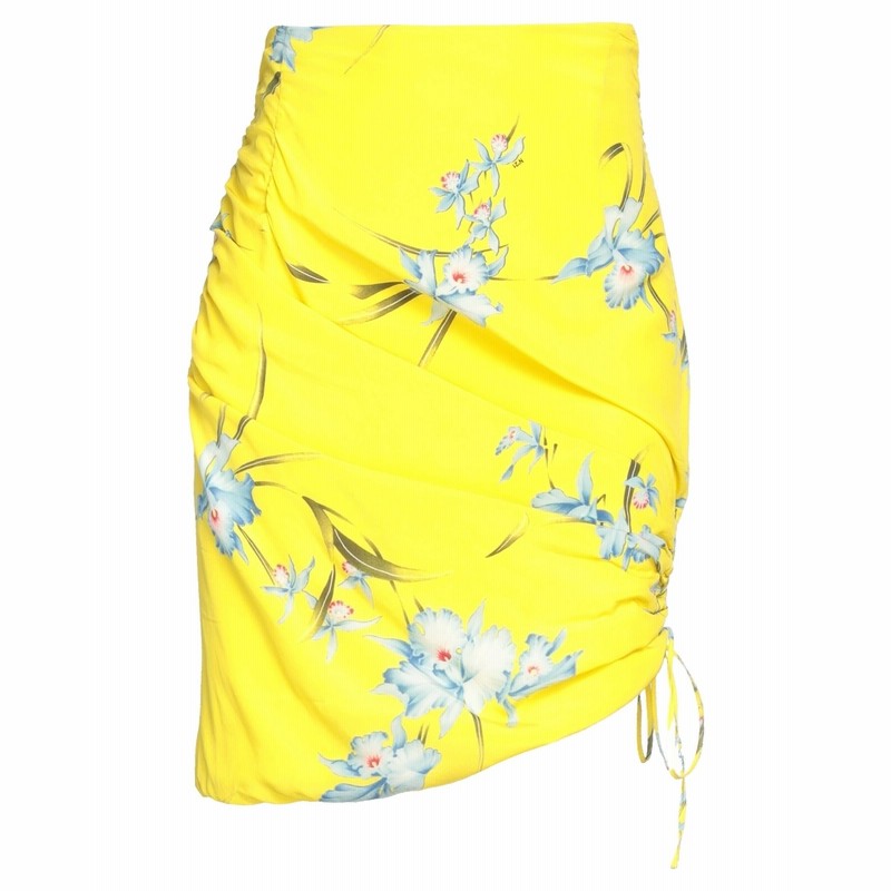 n°21 ヌメロ ヴェントゥーノ N ミニスカート イエロー シルク 100  