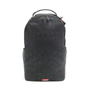 SPRAYGROUND 圖騰壓線鋸齒鯊大容量後背包 黑色 G571464