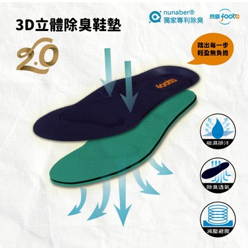 【foota】專利除臭 3D立體支撐除臭鞋墊 V2.0｜臺灣製造 社頭襪廠 避震透氣 除臭吸汗 無重力 避震透氣 可修剪