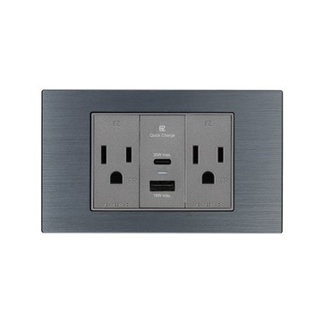 EZ CHARGER 磁吸面板_30W USB快充插座+AC安全插座*2_台灣及國際安全認證