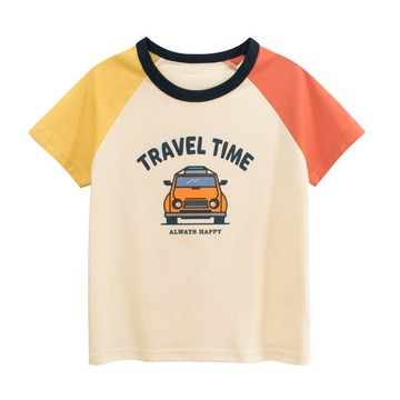 27KIDS - 純棉短袖上衣-開車旅行-米杏