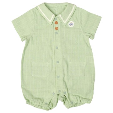 akachan honpo - 短袖兔裝-平織 素面-綠色