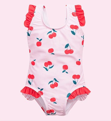 兒童泳裝小公主嬰兒可愛0-1-3歲5小童連體速干夏櫻桃泳衣【聚物優品】