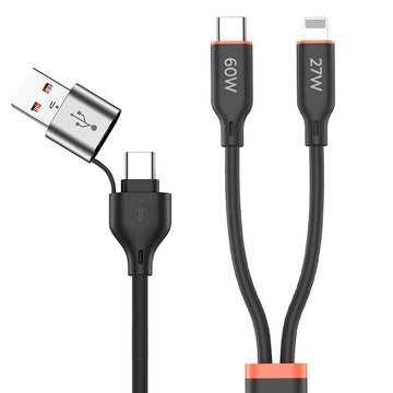 TOTU 二分二 Type-C/USB-A TO Type-C/Lightning PD 快充充電傳輸線 液態矽膠 新舊iPhone/安卓一起充