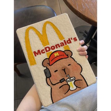 適用于ipad9保護套2024款ipadpro平板殼mini6趣味水豚10.2英寸硅膠pro11蠶絲紋第九代十全包12.9書本式ipad10