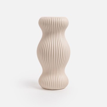 陶瓷線條曲線花器27cm 白