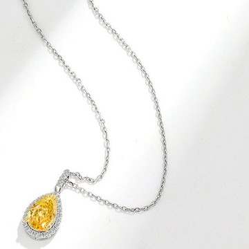 優惠活動 [現貨商品]【焦糖小姐Ms caramelo 】925純銀 黃色鋯石項鍊 水滴項鍊