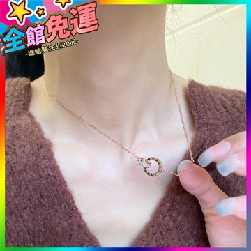 🌸台灣出貨🌸 可水洗鑲鑽倖運環ins冷淡風幾何圓環鎖骨鏈女極簡約氣質百搭項鏈 🥇滿額免運🥇X370-11-A