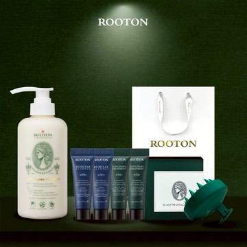 快速出貨【ROOTON】柔順秀髮！甦活植萃護髮素500ml+頭皮按摩梳+海藻洗髮精10ml x2+護髮素10ml x2+燙金禮袋