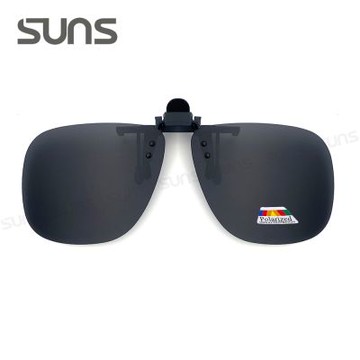 【SUNS】近視專用夾片太陽眼鏡 加大款 Polarized偏光墨鏡 黑灰色 可上掀/防爆鏡片/防眩光