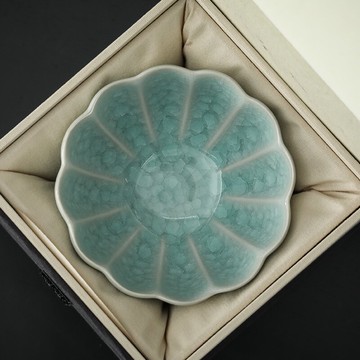 汝窯茶杯主人杯開片冰花釉陶瓷功夫茶具大號個人品茗單杯茶碗茶盞