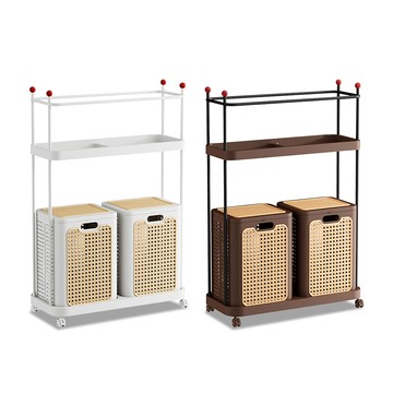 【Mr.box】藤編置物掛衣洗衣收納籃 E款E款-雲澗白