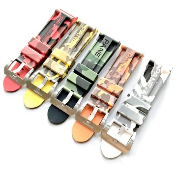 新款 天然橡膠通用錶帶 適配沛納海441PAM111柏尼時迪賽等 男士迷彩防水矽膠錶帶 20mm 22mm 24mm適