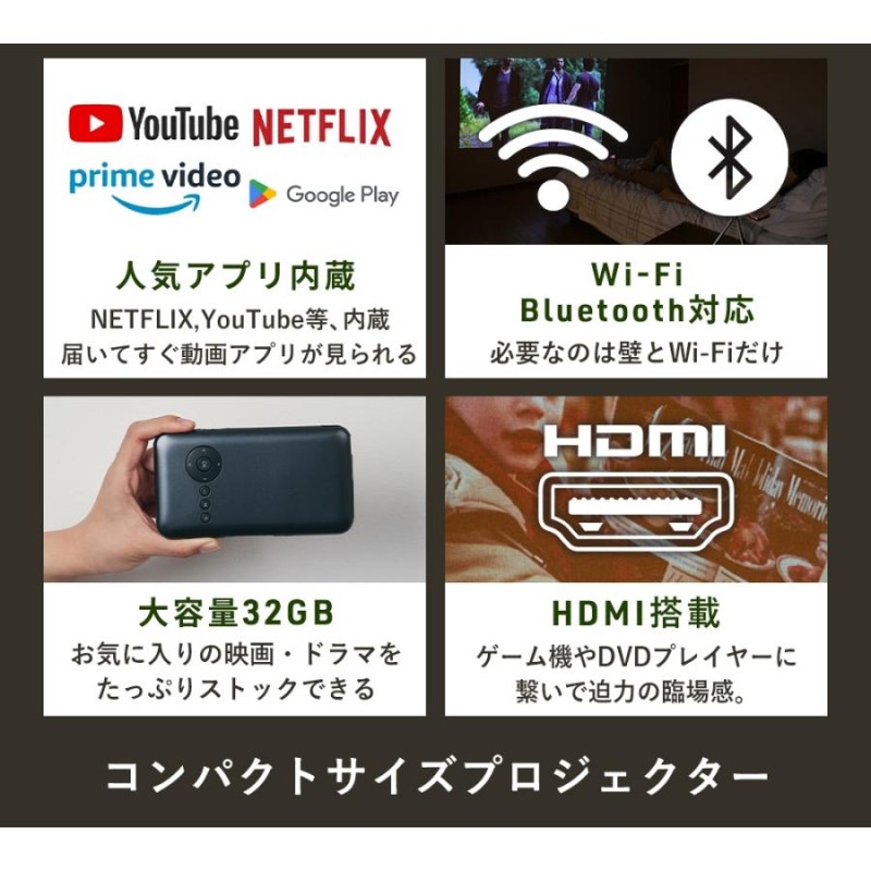 プロジェクター カベーニ 小型 持ち運び簡単 天井 壁 Bluetooth WiFi