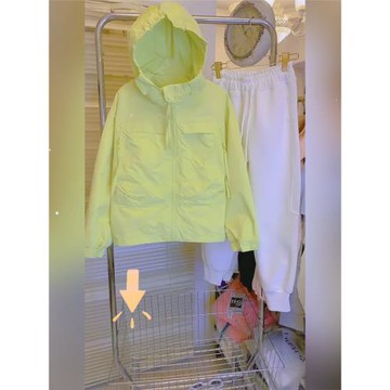 (免運)韓版寬松休閑連帽大兜拉鏈黃色沖鋒衣女2025春季高端工裝風衣外套