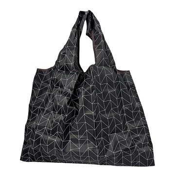 FIFOO 環保購物袋，58 x 40cm，黑底幾何白線條，超質感厚實大容量，承重15-20kg  1個