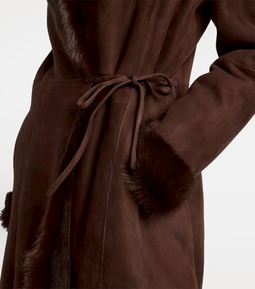 Nour Hammour Joni shearling-lined suede wrap coat