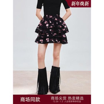 【商場同款-25春新品】MAXRIENY粉玫瑰復古浪漫短裙蕾絲花邊半裙