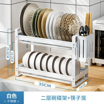 廚房碗盤收納架家用碗架瀝水架不銹鋼臺面晾放碗碟筷小型置物架窄 摩可美家