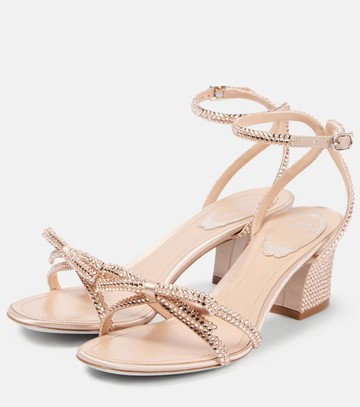 Rene Caovilla 50 embellished bow-detail satin sandals