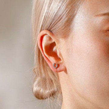 horseshoe loop-fit earring PG 圈式配戴耳環 馬蹄 萊茵石 玫瑰金