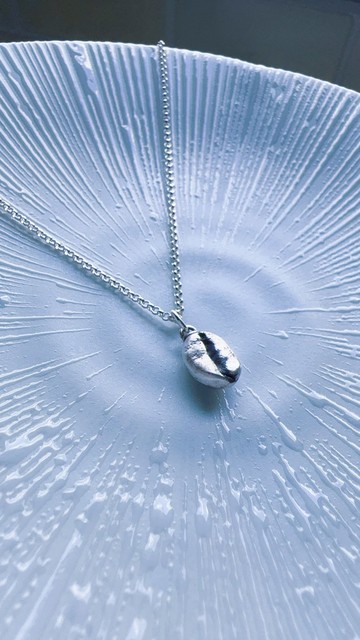 客製化禮物 咖啡豆 - 純銀項鍊 情侶對鍊 刻字