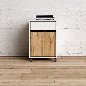 丹麥Tvilum多功能雙色邊櫃-附輪