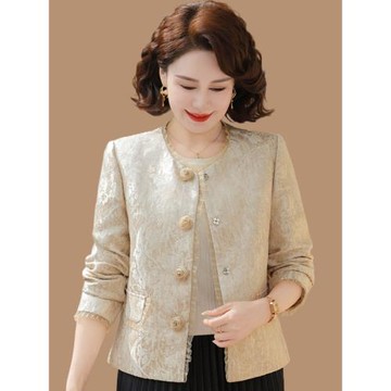 媽媽裝小香風短款外套2025春裝新款洋氣高貴顯瘦西裝中老年女上衣