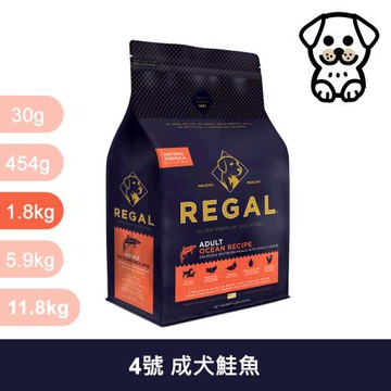 芮格爾 REGAL｜RD4 成犬 鮭魚 腸胃呵護 1.8kg｜ 芮格爾天然犬糧 1.8公斤 狗飼料 狗乾糧 狗糧 全齡犬 挑嘴