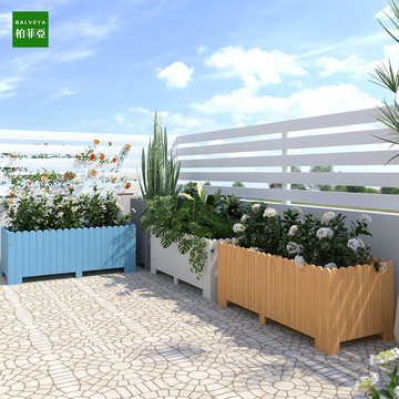 【新品上市】戶外陽臺防腐木花箱庭院長方形木質花槽花園白色室外花盆組合花盆