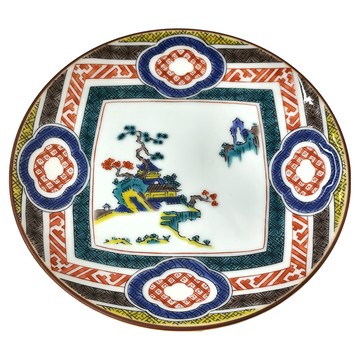 古九谷山水5吋皿 陶瓷日本產  1個  多色