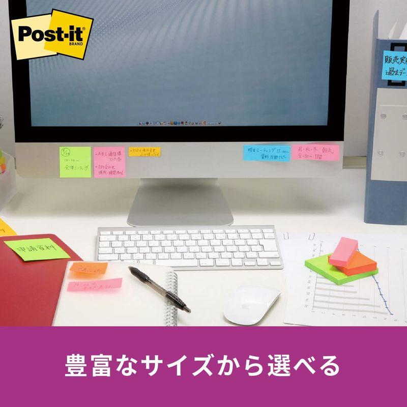 ポストイット 付箋 強粘着 ノート ネオンカラー 75×127mm 90枚×5冊 655-5SSAN