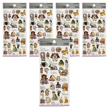 KAMIO JAPAN 大人的圖鑑貼紙 妖怪貼紙 5個  1組  Multicolor