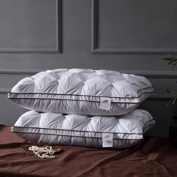 95羽絨枕芯全棉扭花保健護頸柔軟立體白鵝絨48*74單人枕頭一對裝