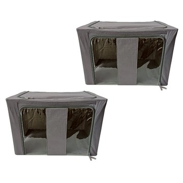 Havity 優質加厚可折疊鋼絲耐用大號布藝生活箱  50 x 40 x 33cm  灰色  2個