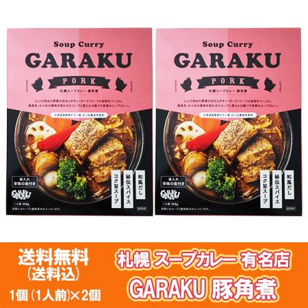 札幌スープカレー 送料無料 ガラク カレー ポークスープカレー GARAKU 豚角煮 スープカレー レトルト 2個 レトルトスープカレー