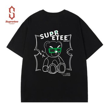 supretee潮牌男裝夏季男生短袖T恤小熊印花寬松半袖男青少年學生
